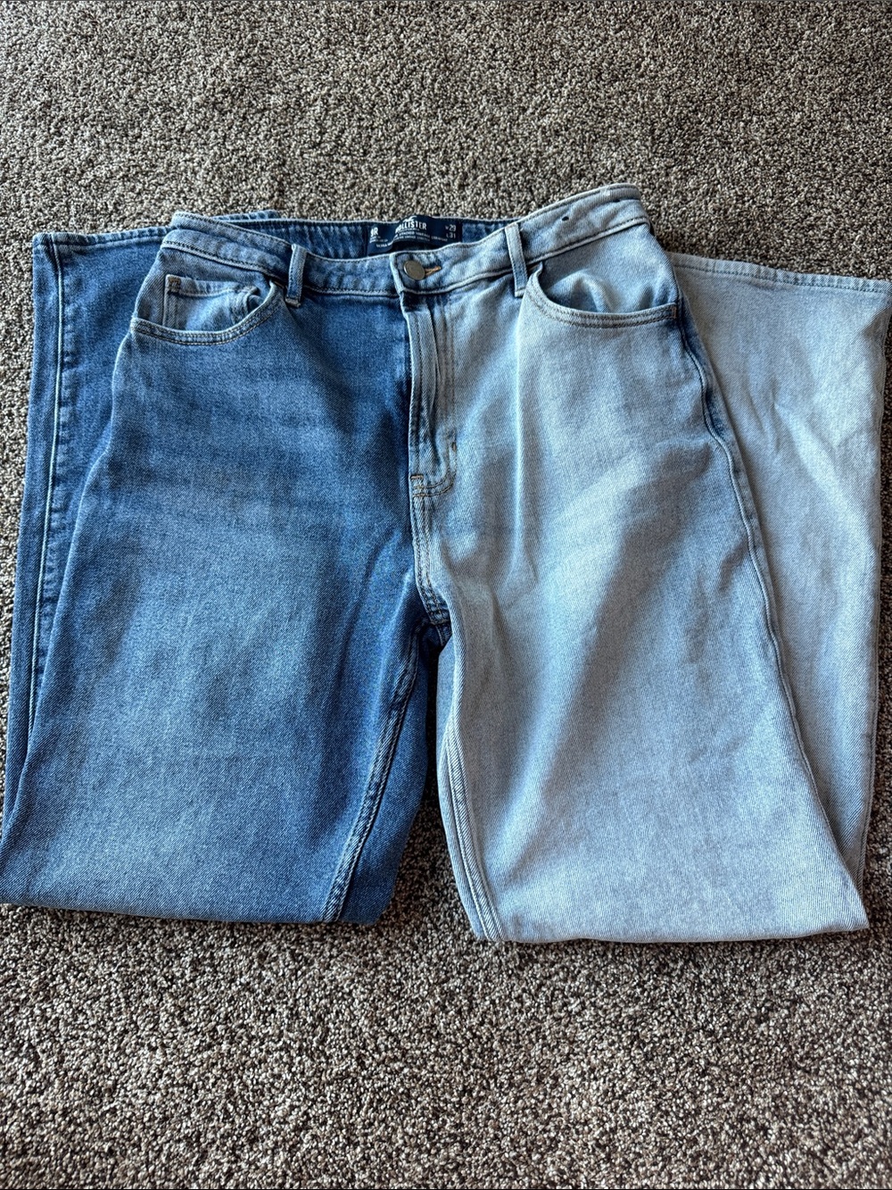 Hollister Two-Tone Blue Denim Jeans Ultra High Rise Vintage Straight